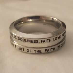 Size 9 Stainless Steel Men's Biblical Ring